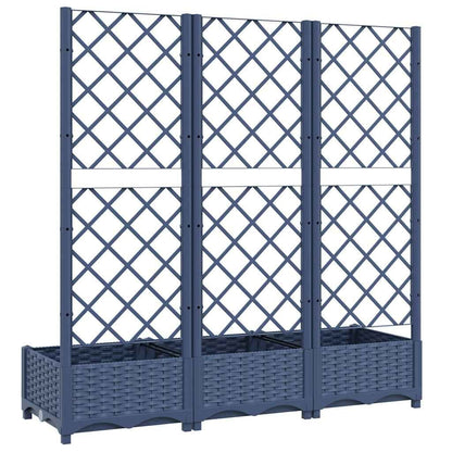 280128 - VIDAXL Vazo kopshti me rrjetë gri blu 120x40x121,5 cm, PP