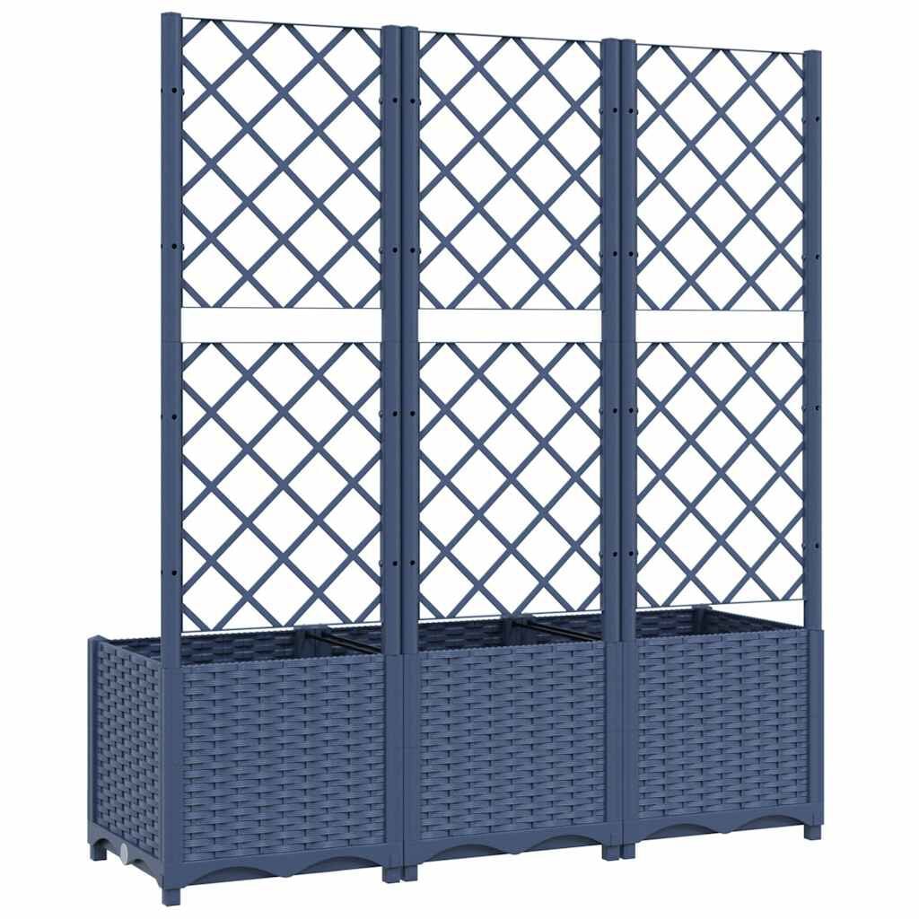 280129 - VIDAXL Vazo kopshti me rrjetë gri blu 120x40x136 cm, PP