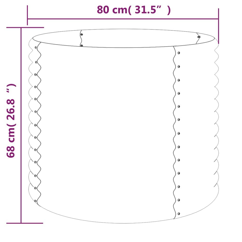 280135 - VIDA XL Vazo kopshti prej çeliku të galvanizuar 80x80x68 cm Jeshile