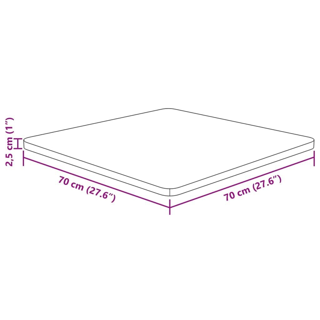 280163 - VIDA XL Sipërfaqe Tavoline Katrore, Ngjyrë Kafe e Errët 70x70x2,5cm, Dru Lisi i Trajtuar