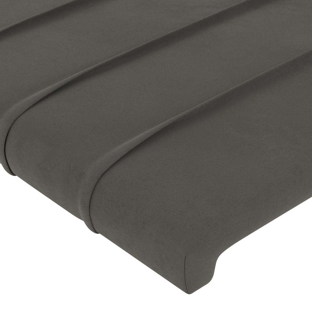 265162 - VIDA XL Kokë shtrati Gri e errët 144x5x78/88 cm Kadife