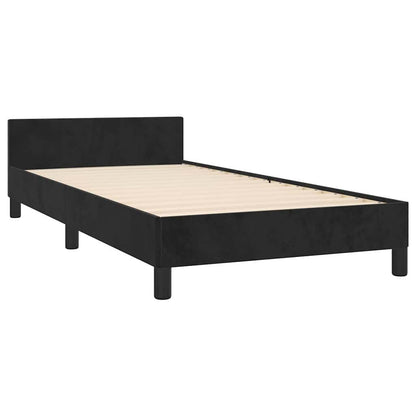265167 - VIDA XL Kornizë shtrati me kokë shtrati pa dyshek, e zezë 90x200 cm, kadife