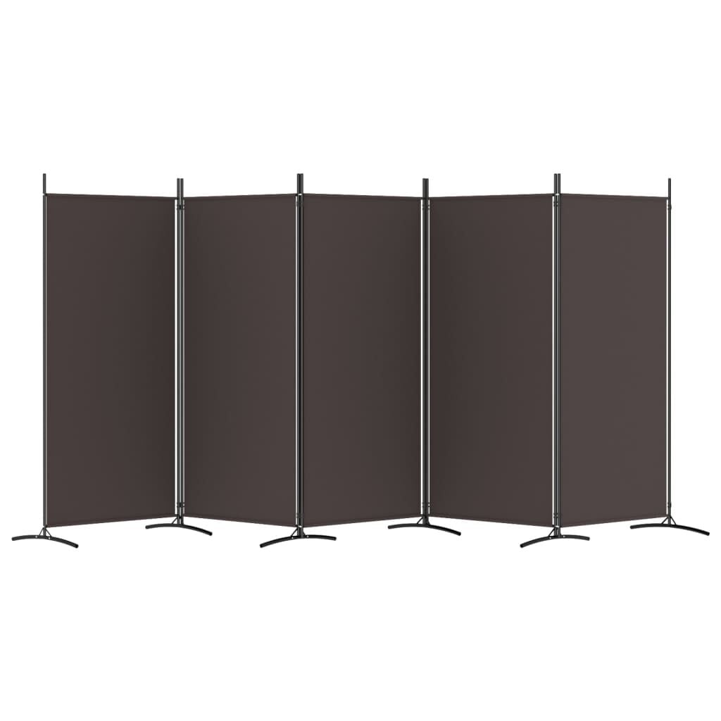 280190 - VIDAXL Ndarës Dhome me 5 Panele, Ngjyrë Kafe 433x180 cm, Pëlhurë