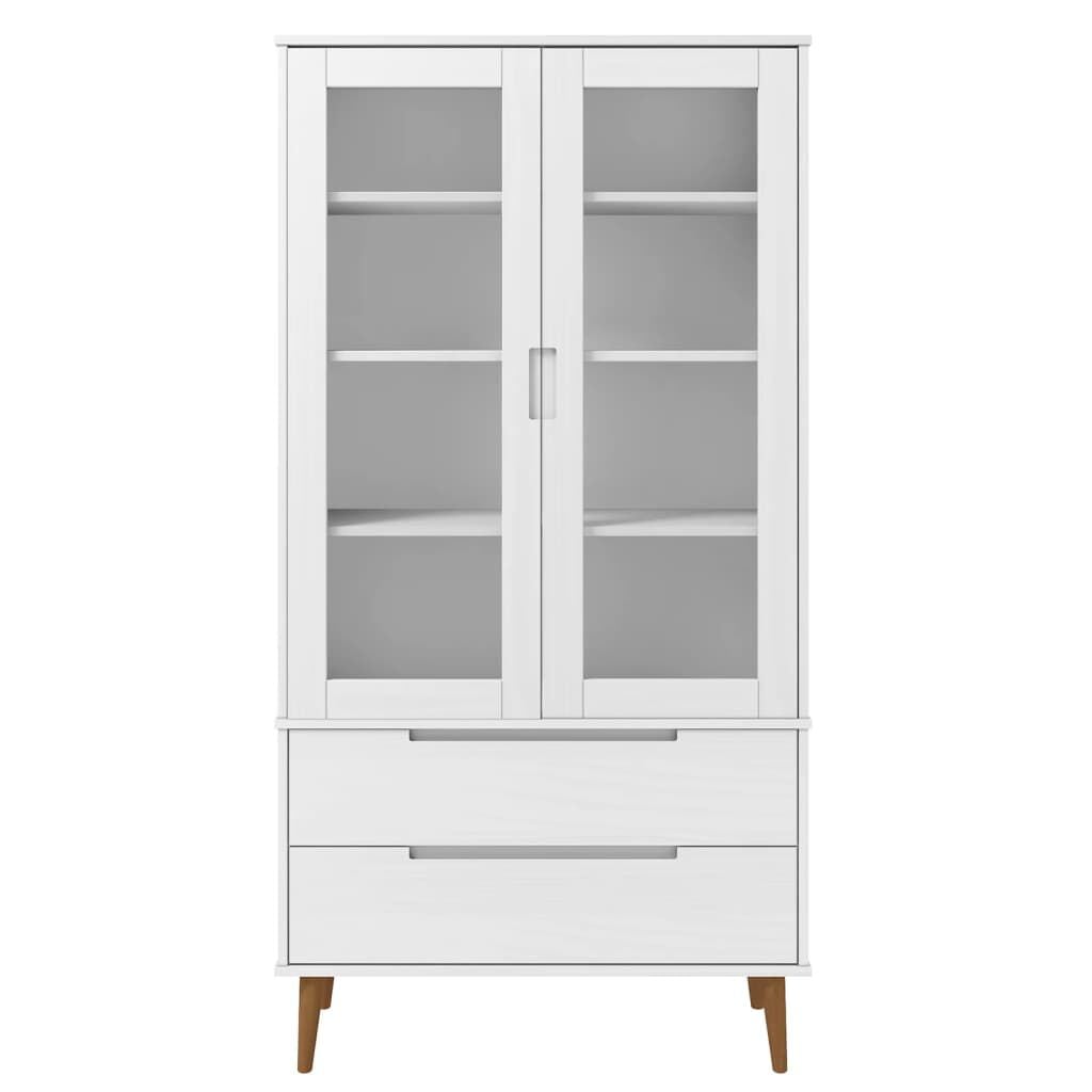 280197 - VIDAXL Dollap Vitrine "MOLDE" i Bardhë 90x35x175 cm Dru Pishe i Fortë