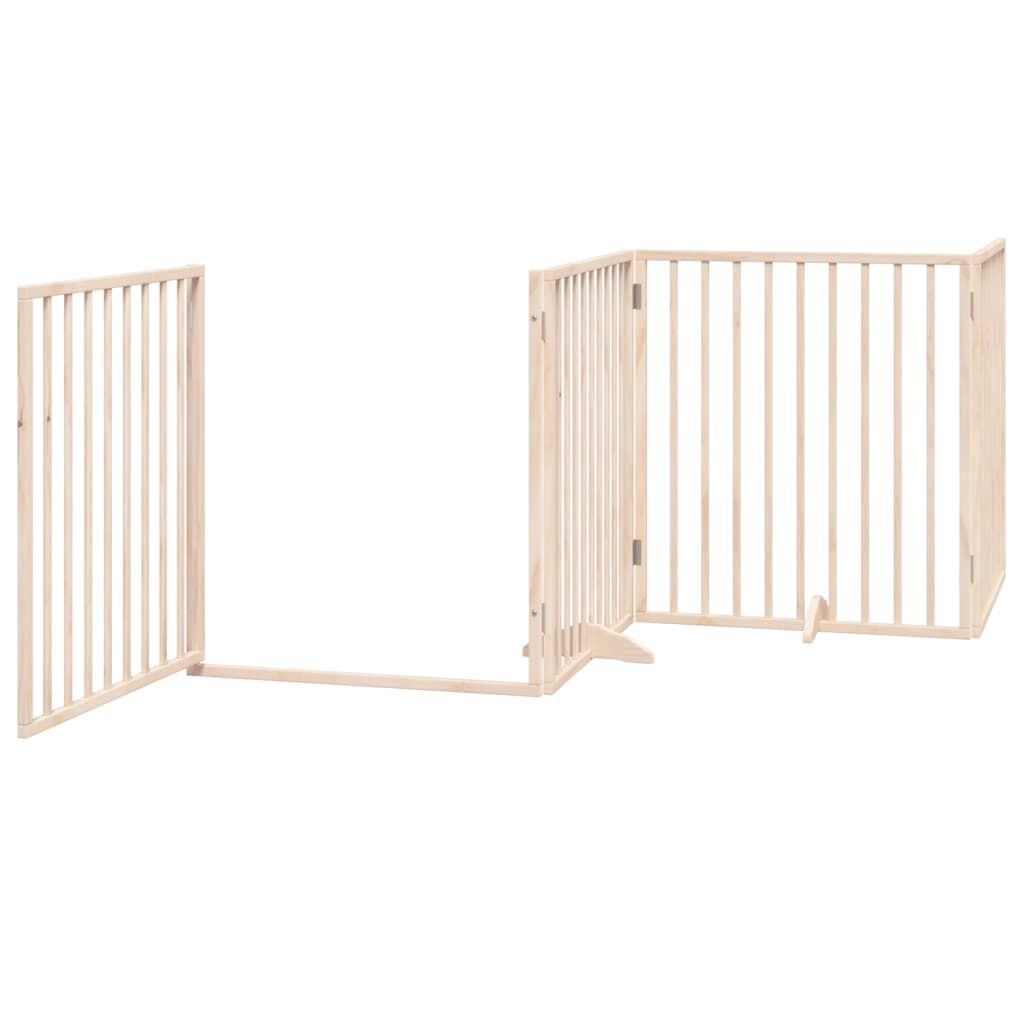 265188 - VIDA XL Portë Qeni me Derë të Palosshme me 4 Panele 320 cm Dru Plepi