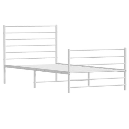 265190 - VIDAXL Kornizë shtrati metalik pa dyshek me mbështetëse për këmbët, e bardhë 100x190 cm