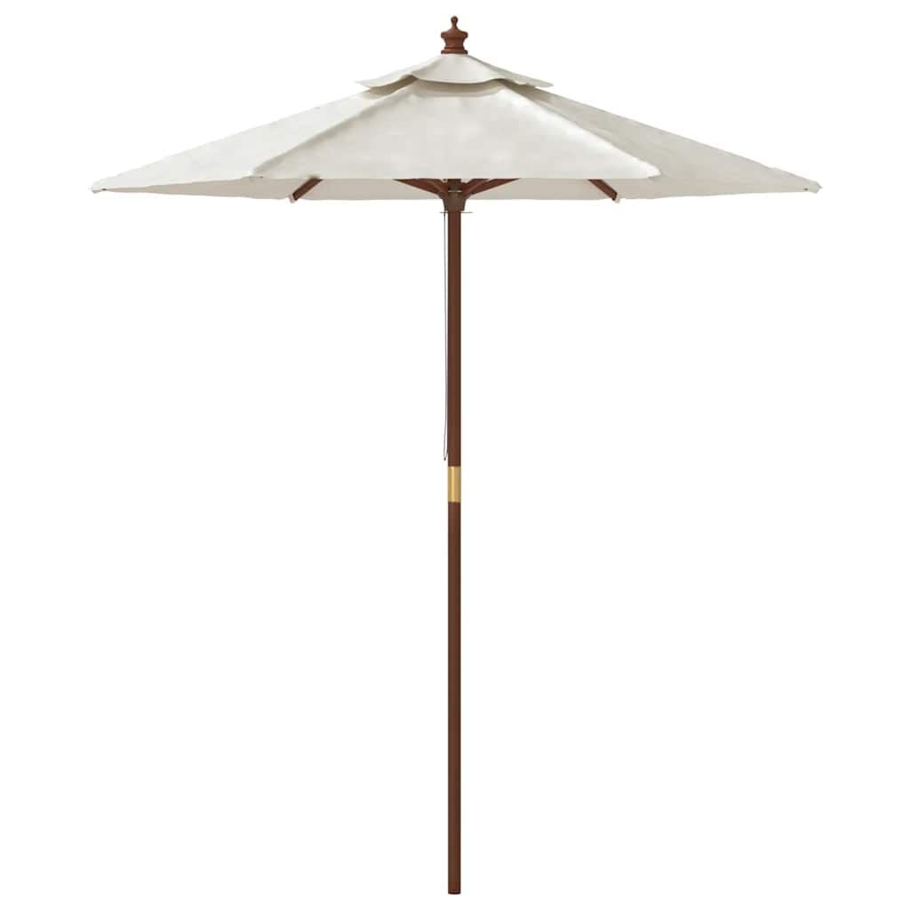 265214 - VIDA XL Çadër dielli për kopsht me shkop druri, ngjyrë rëre 196x231 cm