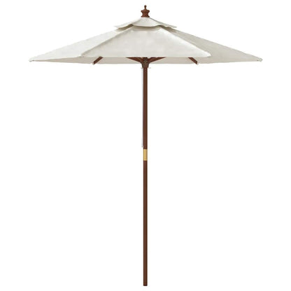 265214 - VIDA XL Çadër dielli për kopsht me shkop druri, ngjyrë rëre 196x231 cm