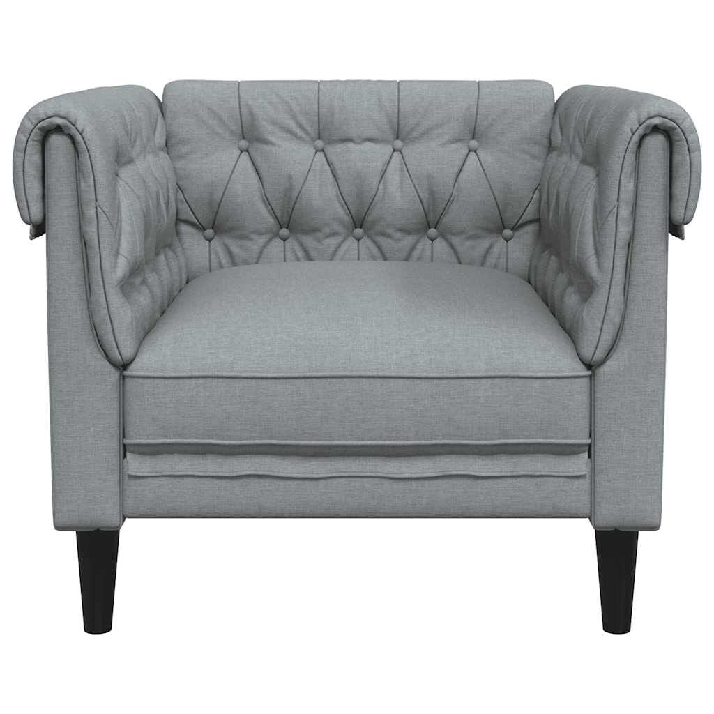 280273 - VIDA XL Divan Kolltuk Chesterfield, Ngjyrë Gri e Çelët, Pëlhurë