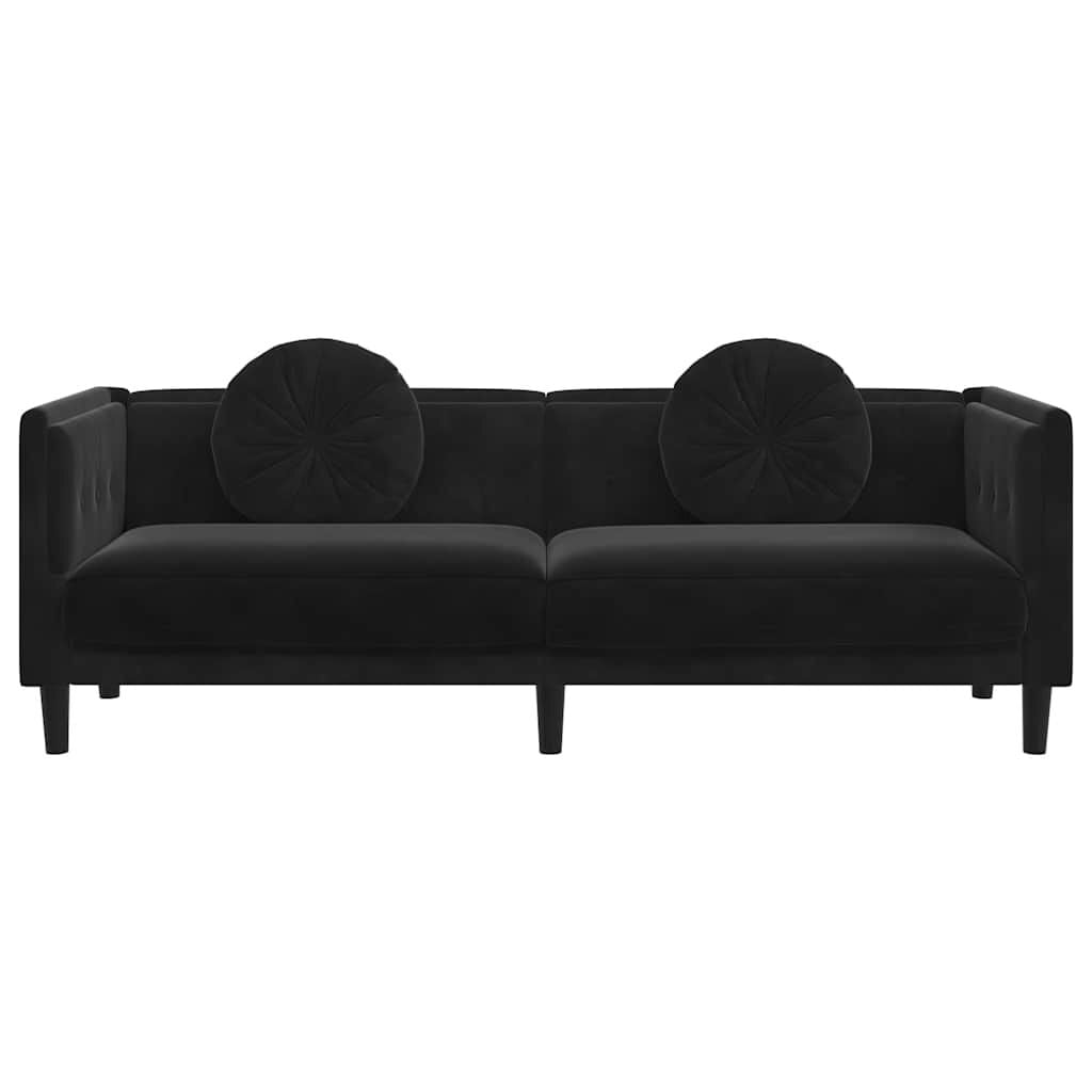 280274 - VIDA XL Divan me Jastëkë 3-Vendësh, Kadife e Zezë