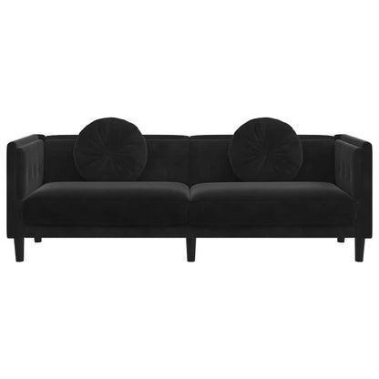 280274 - VIDA XL Divan me Jastëkë 3-Vendësh, Kadife e Zezë