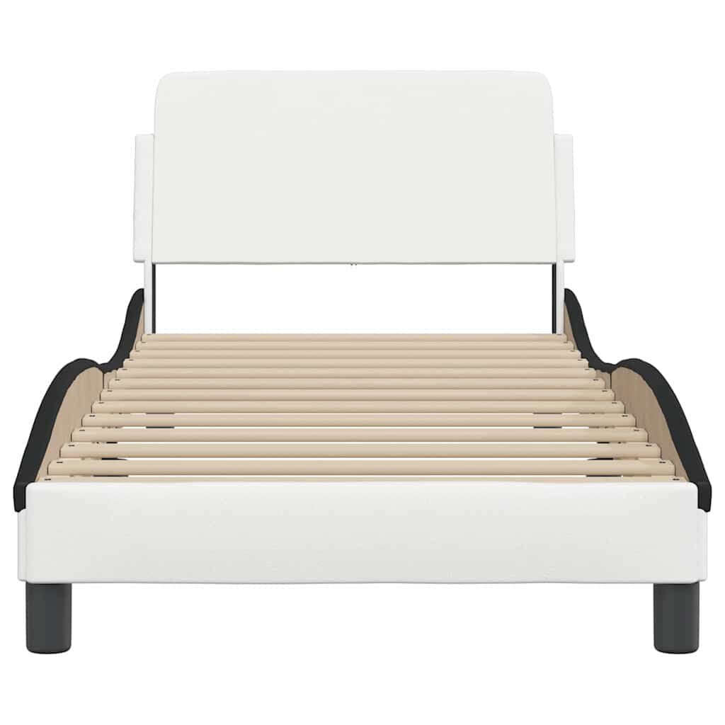 265261 - VIDA XL Kornizë shtrati "Dover" E bardhë dhe e zezë 90x190 cm Lëkurë artificiale