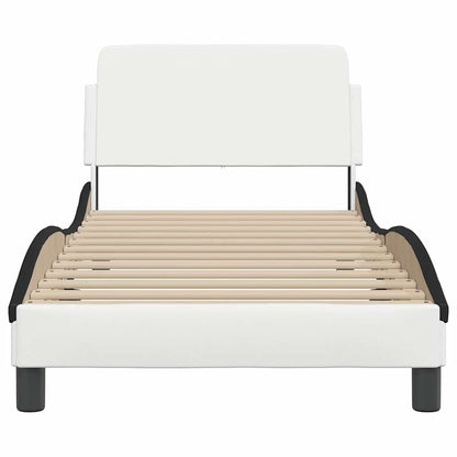 265261 - VIDA XL Kornizë shtrati "Dover" E bardhë dhe e zezë 90x190 cm Lëkurë artificiale