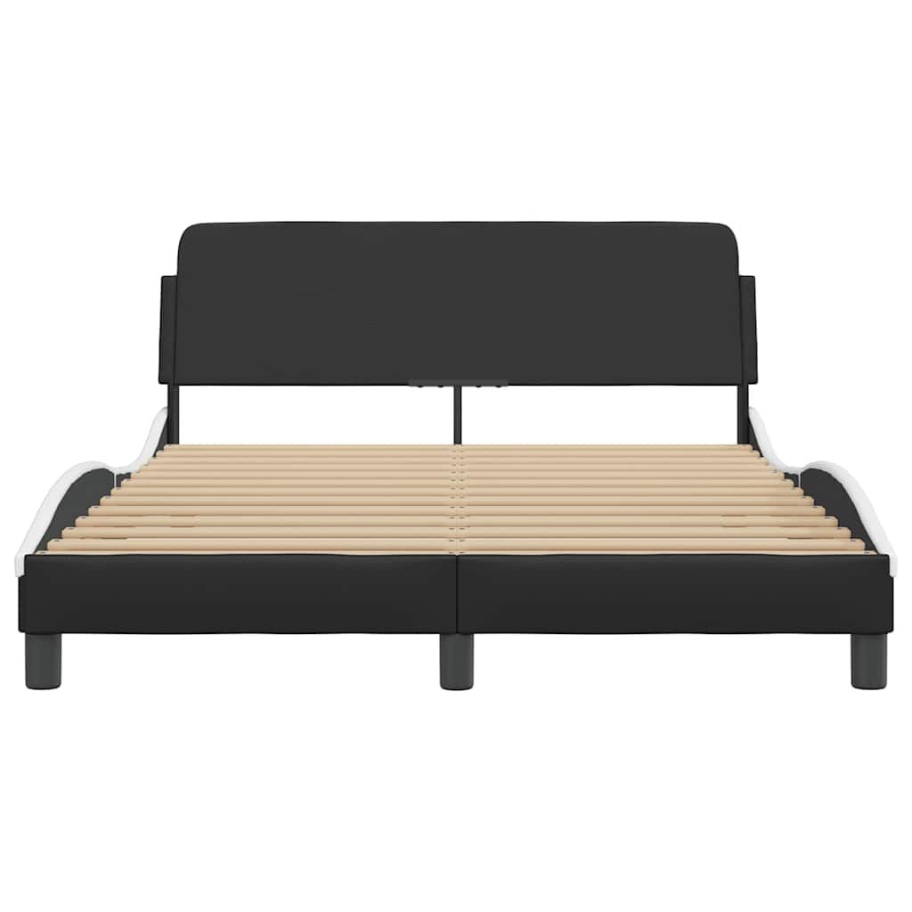 265262 - VIDA XL Kornizë shtrati "Dover" E zezë dhe e bardhë 120x200 cm Lëkurë artificiale