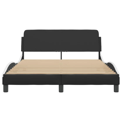 265262 - VIDA XL Kornizë shtrati "Dover" E zezë dhe e bardhë 120x200 cm Lëkurë artificiale