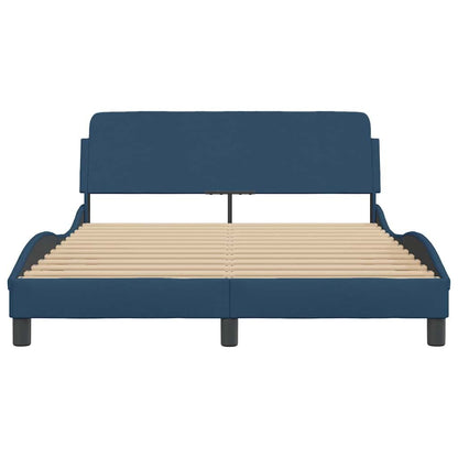 265263 - VIDA XL Kornizë shtrati me kokë shtrati "Dover" Blu 140x190 cm Pëlhurë