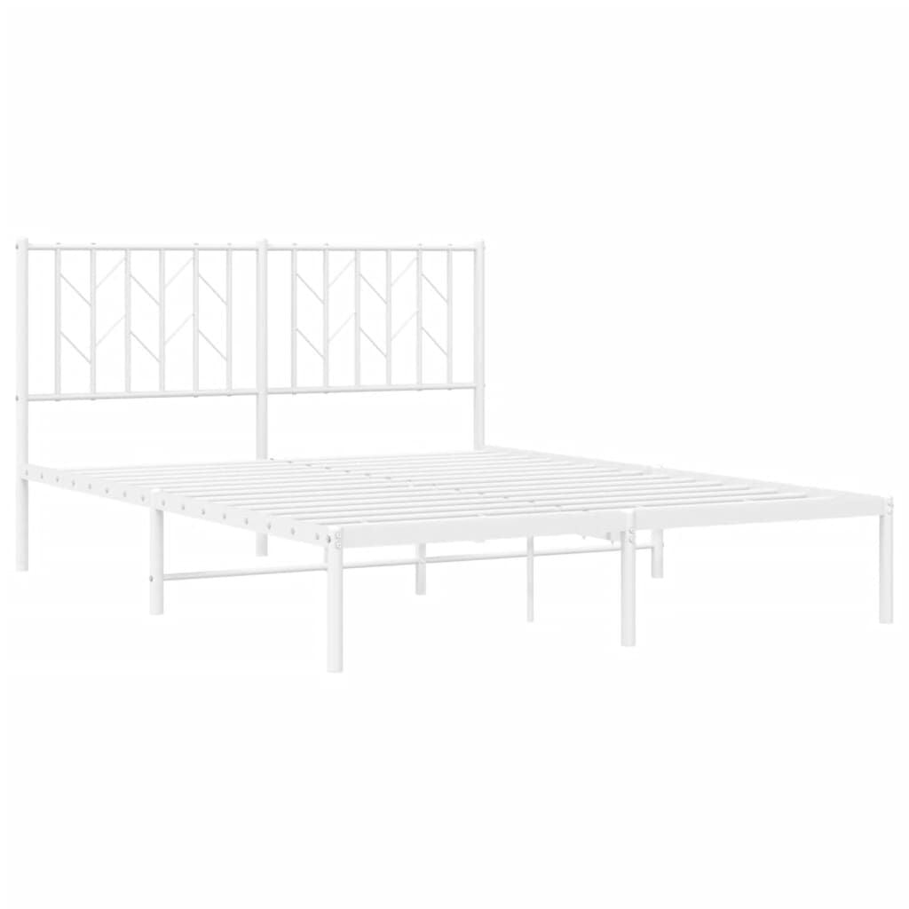265268 - VIDA XL Kornizë shtrati metalike pa dyshek me kokën e shtratit, e bardhë 135x190 cm