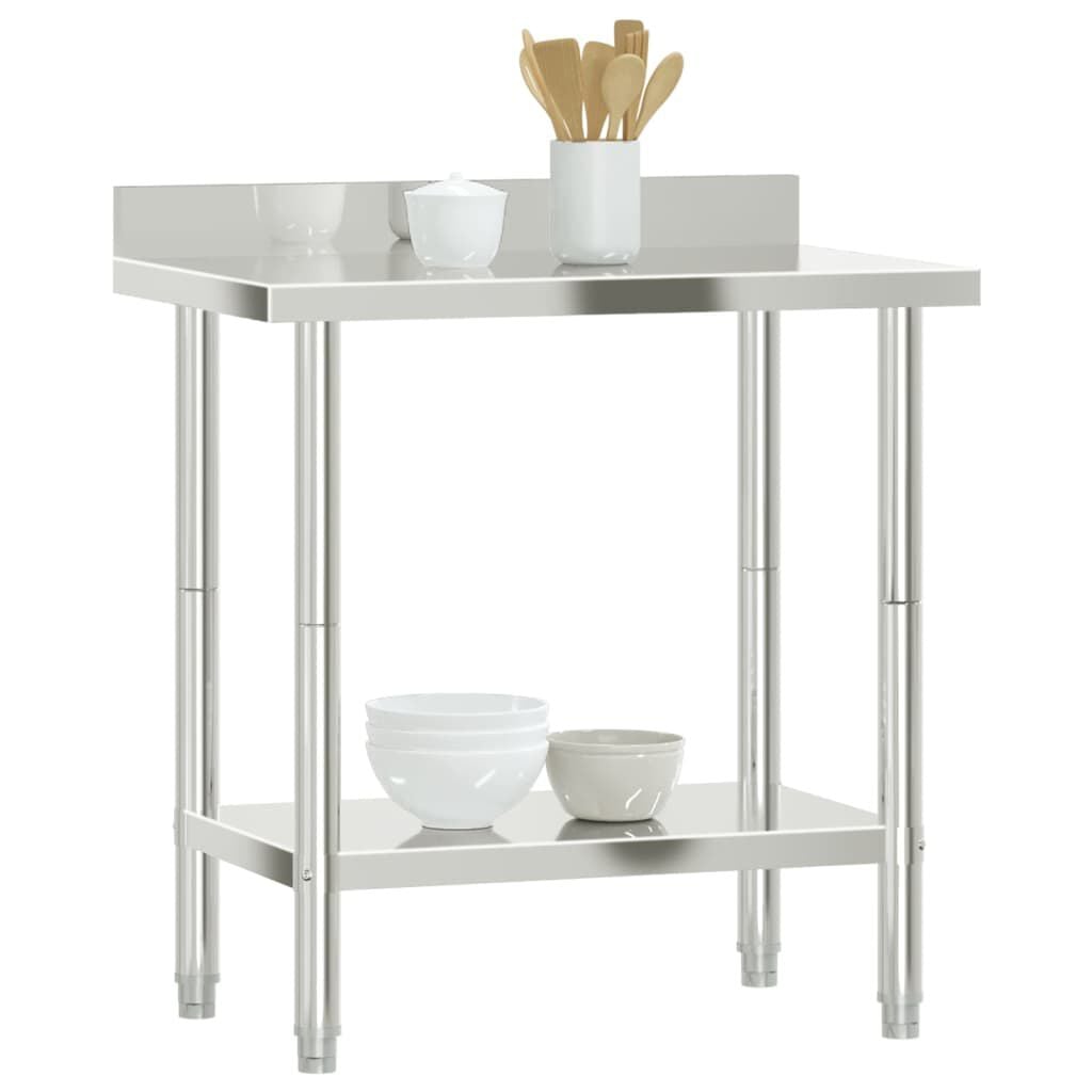 280280 - VIDA XL Tavolinë Pune Kuzhine me Spërkatje Prapa 82,5x55x93 cm Çelik Inoks