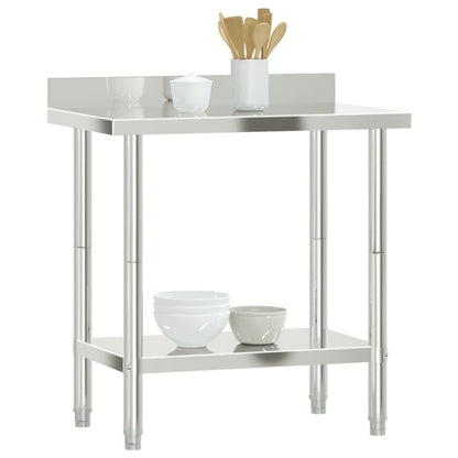 280280 - VIDA XL Tavolinë Pune Kuzhine me Spërkatje Prapa 82,5x55x93 cm Çelik Inoks