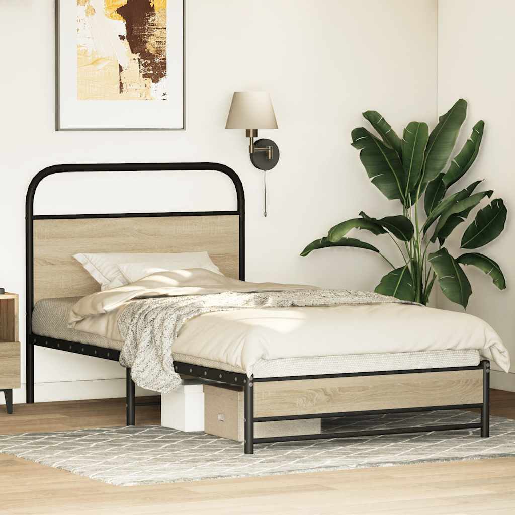 265327 - VIDA XL Kornizë shtrati pa dyshek 90x190 cm, dru i projektuar Sonoma Lis