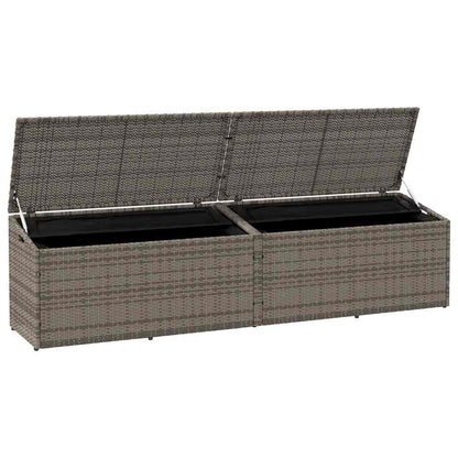 280364 - VIDAXL Kuti Ruajtjeje për Kopsht, Gri 220x50x58 cm, Prerë nga Polietileni Rattan