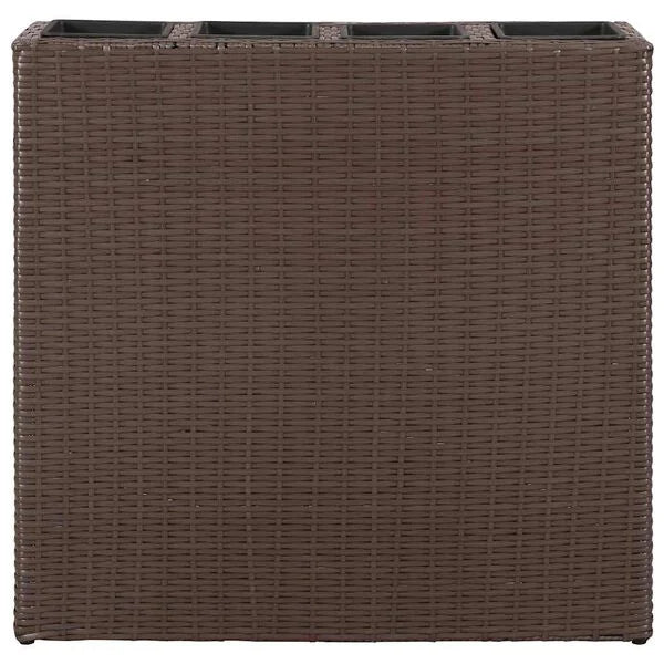280407 - vidaXL Mbajtëse Kopshti me 4 Vazo, Poliratan Kafe 79 × 22 × 76 cm