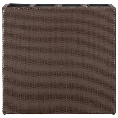 280407 - vidaXL Mbajtëse Kopshti me 4 Vazo, Poliratan Kafe 79 × 22 × 76 cm