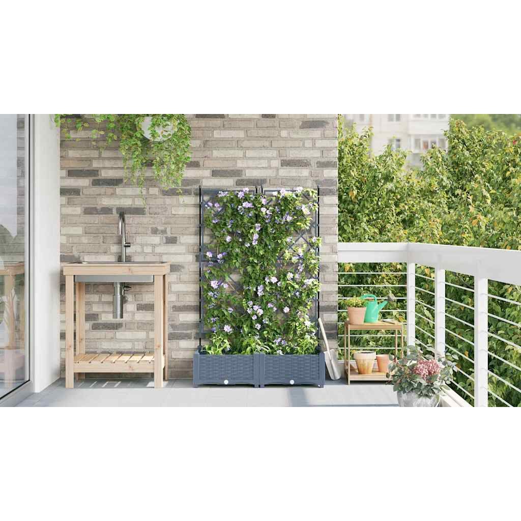 265352 - vidaXL Garden Planter 2 pcs LiGht Grey 80 x 40 x 125.5 cm Plastic