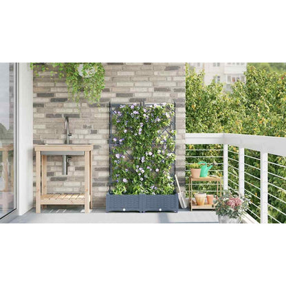 265352 - vidaXL Garden Planter 2 pcs LiGht Grey 80 x 40 x 125.5 cm Plastic
