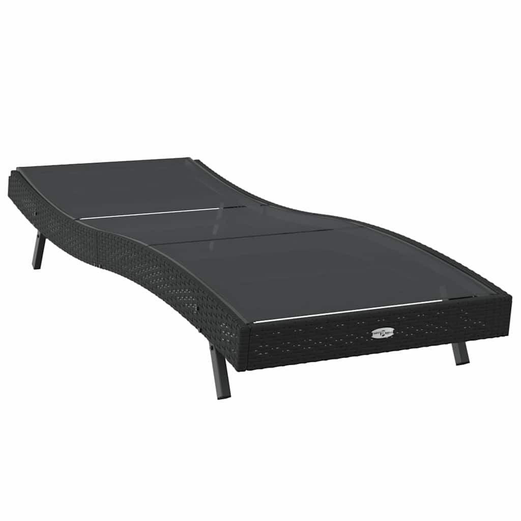 280421 - vidaXL Shezlong Dielli i Zi 197 x 70 x 82 cm prej Polietileni Ratan