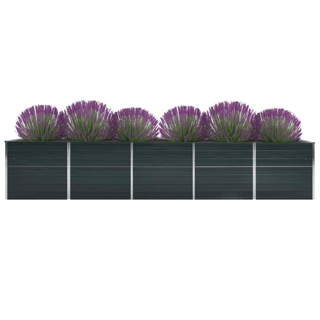 265212 - vidaXL Vazo e Ngritur për Kopsht 400×80×77 cm – Anthracite, Çelik i Galvanizuar