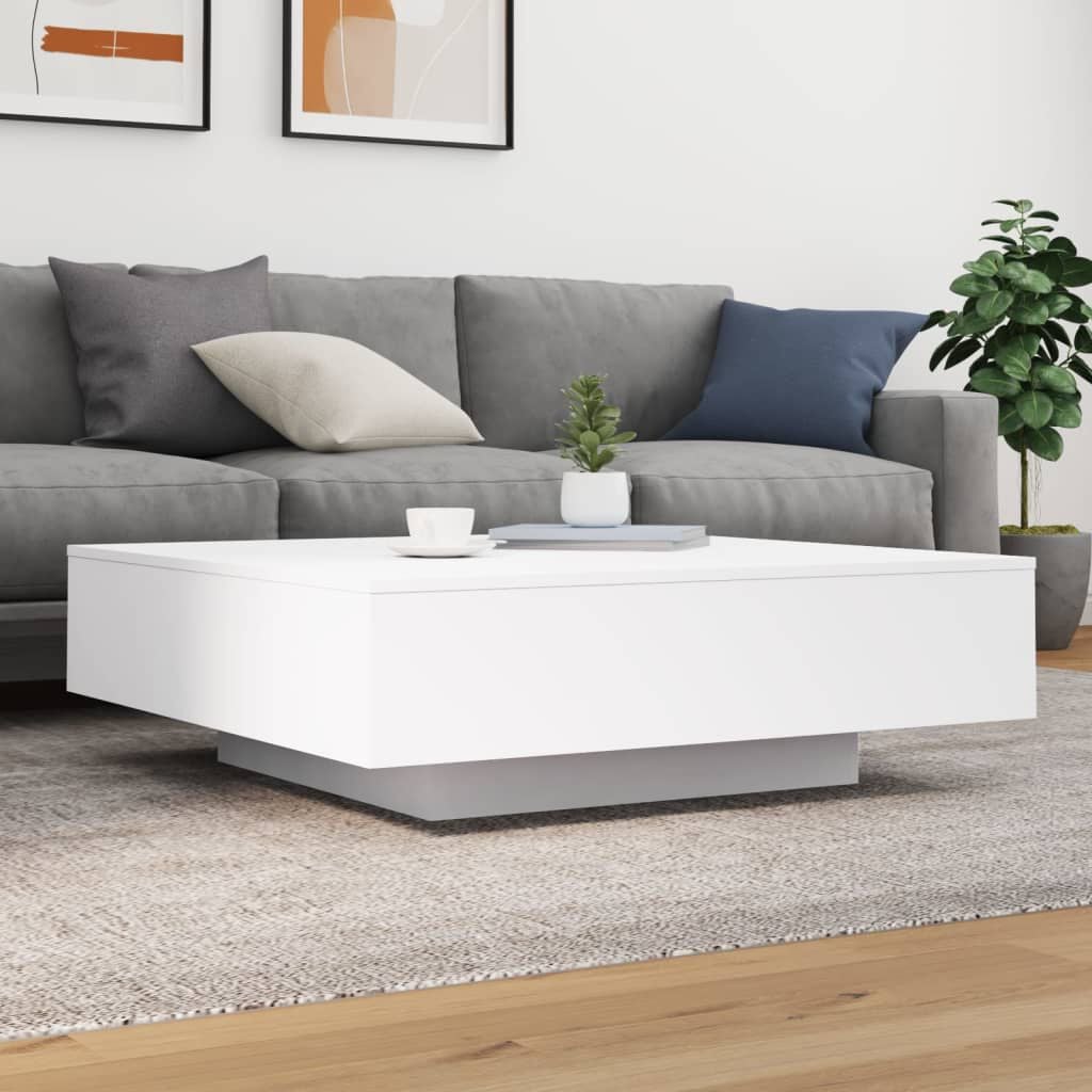 265495 - VIDAXL Tavolinë kafeje me drita LED e bardhë 100x100x31 cm