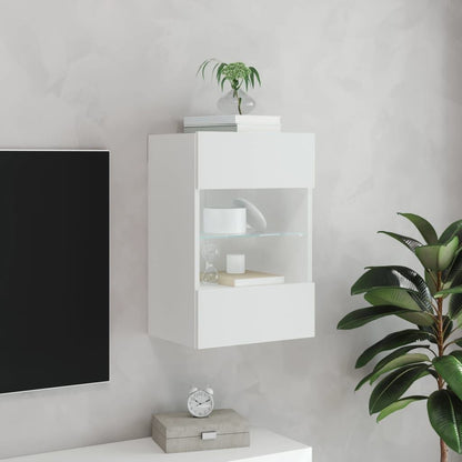 280563 - VIDA XL DOLLAP MURI PËR TV ME DRITA LED, I BARDHË 40x30x60,5 cm