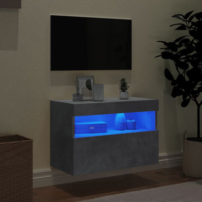 270039 - vidaXL Kabinet TV për Mur me LED – 60x30x40 cm, Beton Gri