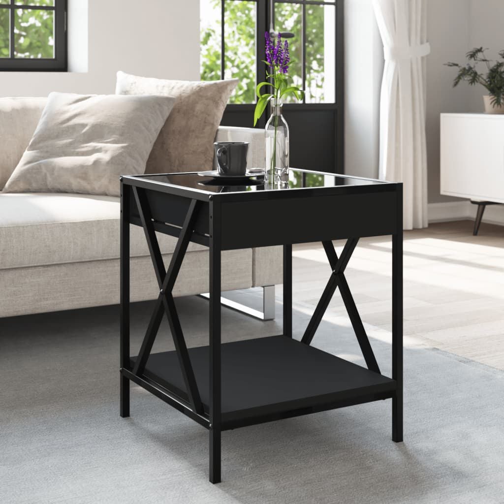 265512 - VIDA XL Tavolinë kafeje me Infinity LED të zezë 40x40x49 cm