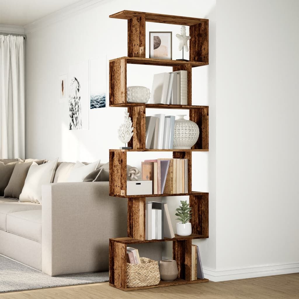 280593 - VIDAXL Raft librash me 6 nivele, dru i vjetër, 70x24x193 cm