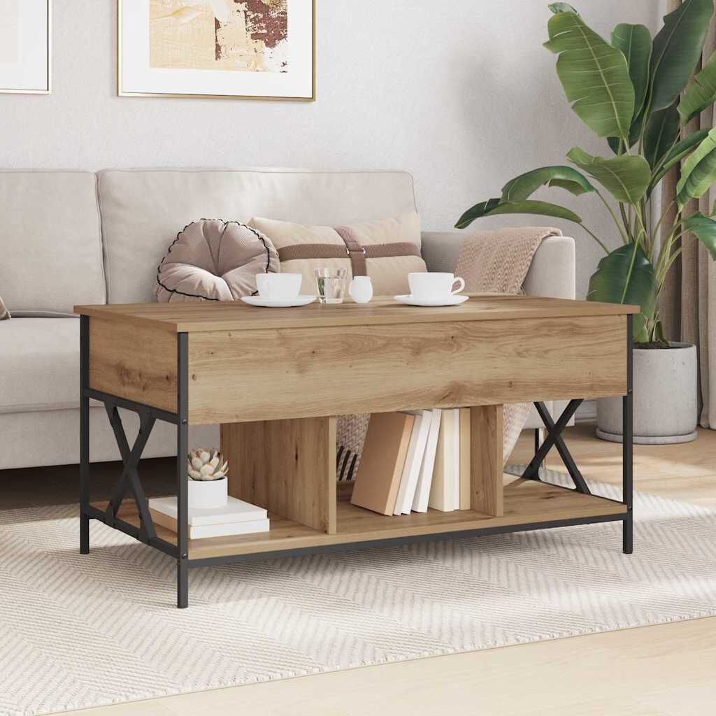 265617 - vidaXL Tavolinë Kafeje Artizanale Lisi 100 x 55 x 48.5 cm Dru i Inxhinieruar