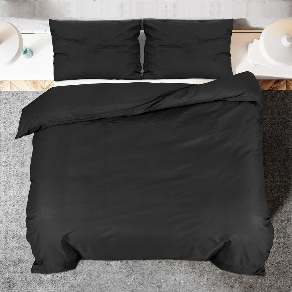 280005 - VIDAXL Set Mbulesash Jorgani, Ngjyrë e Zezë 200x200 cm Pambuk