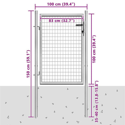 280011 - VIDAXL Portë Kopshti e Galvanizuar 100x100 cm Argjend
