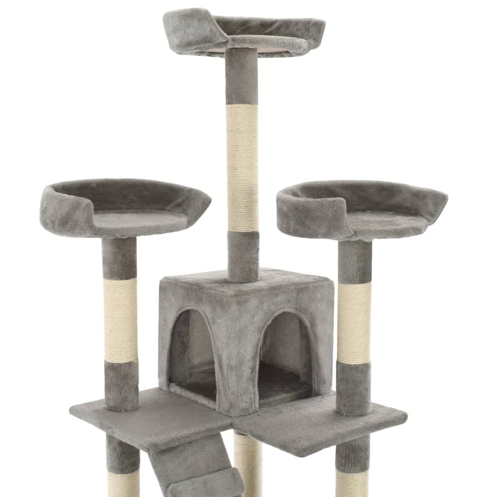 265045 - VIDA XL Pemë për Mace me Shtylla Kërcimi Sisal 170 cm Gri