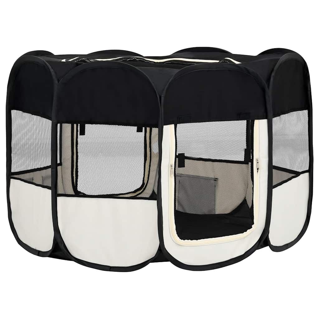 265046 - VIDA XL Lojëra për qen të palosshme me cantë mbajtëse 125x125x61 cm e zezë