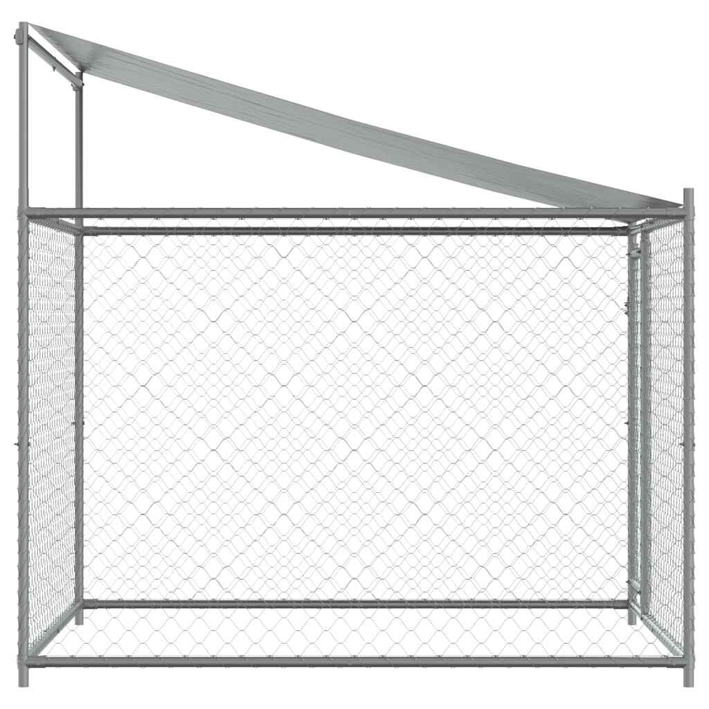 280056 - VIDA XL Kafaz Qeni me Çati dhe Derë Gri 2x2x2 m Çelik i Galvanizuar