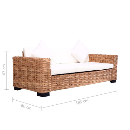 280066 - VIDAXL Divan me 3 Vende prej Ratani Natyral
