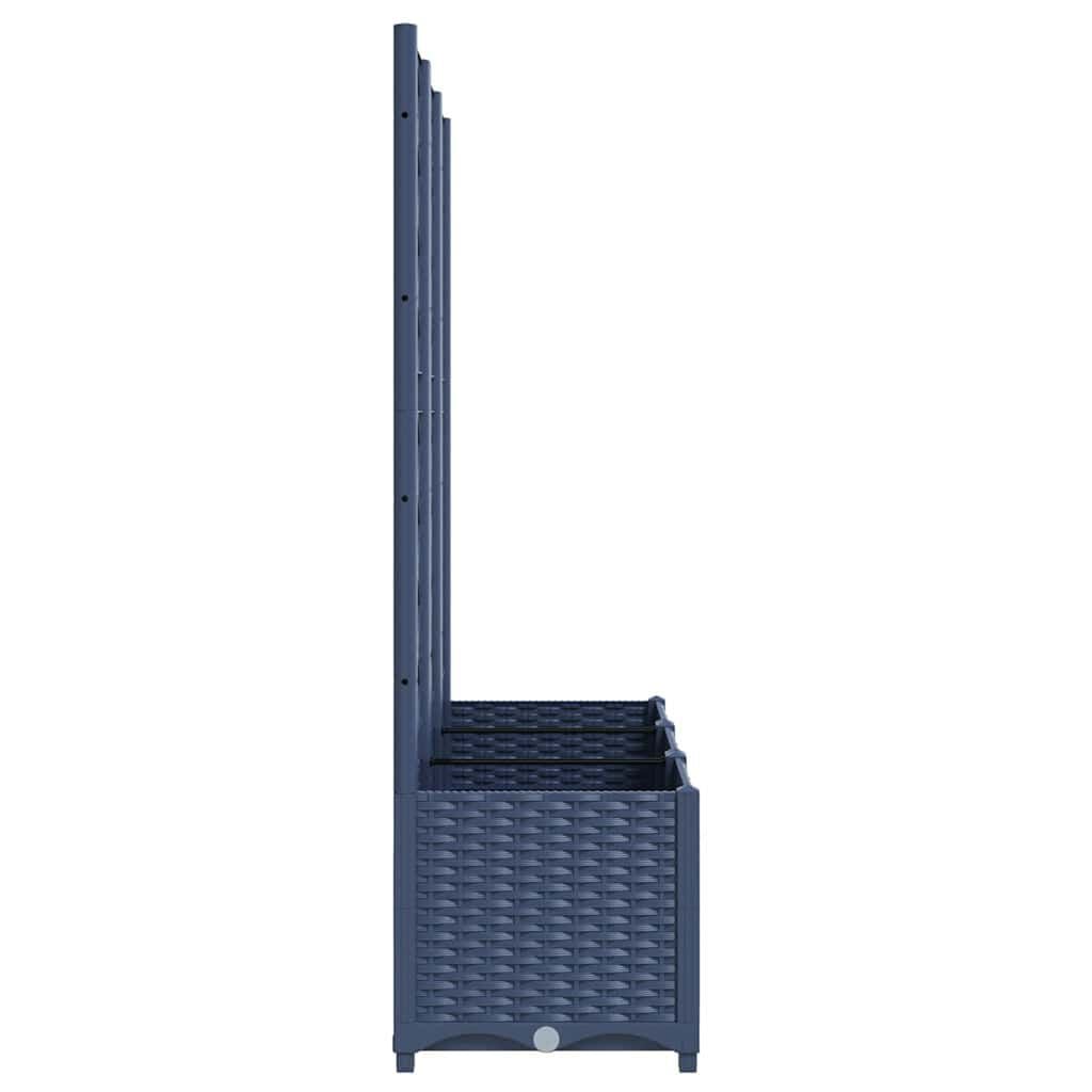 280129 - VIDAXL Vazo kopshti me rrjetë gri blu 120x40x136 cm, PP
