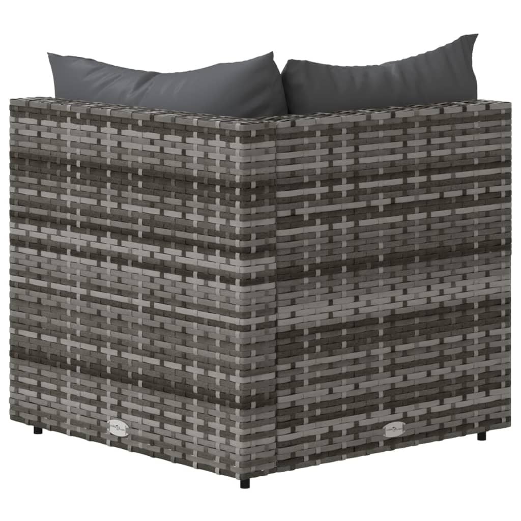 280143 - VIDAXL Divan Këndi Kopshti me Jastëkë, Gri, Poliesterol