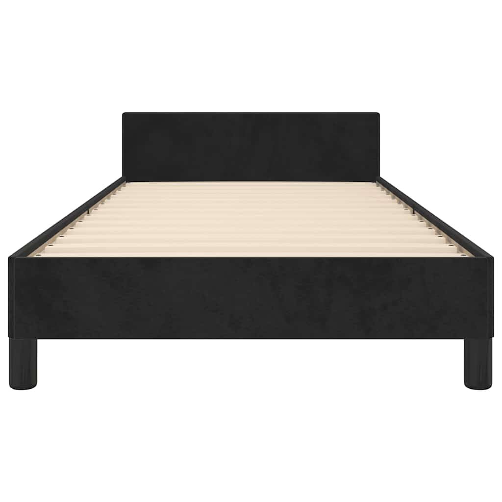 265167 - VIDA XL Kornizë shtrati me kokë shtrati pa dyshek, e zezë 90x200 cm, kadife