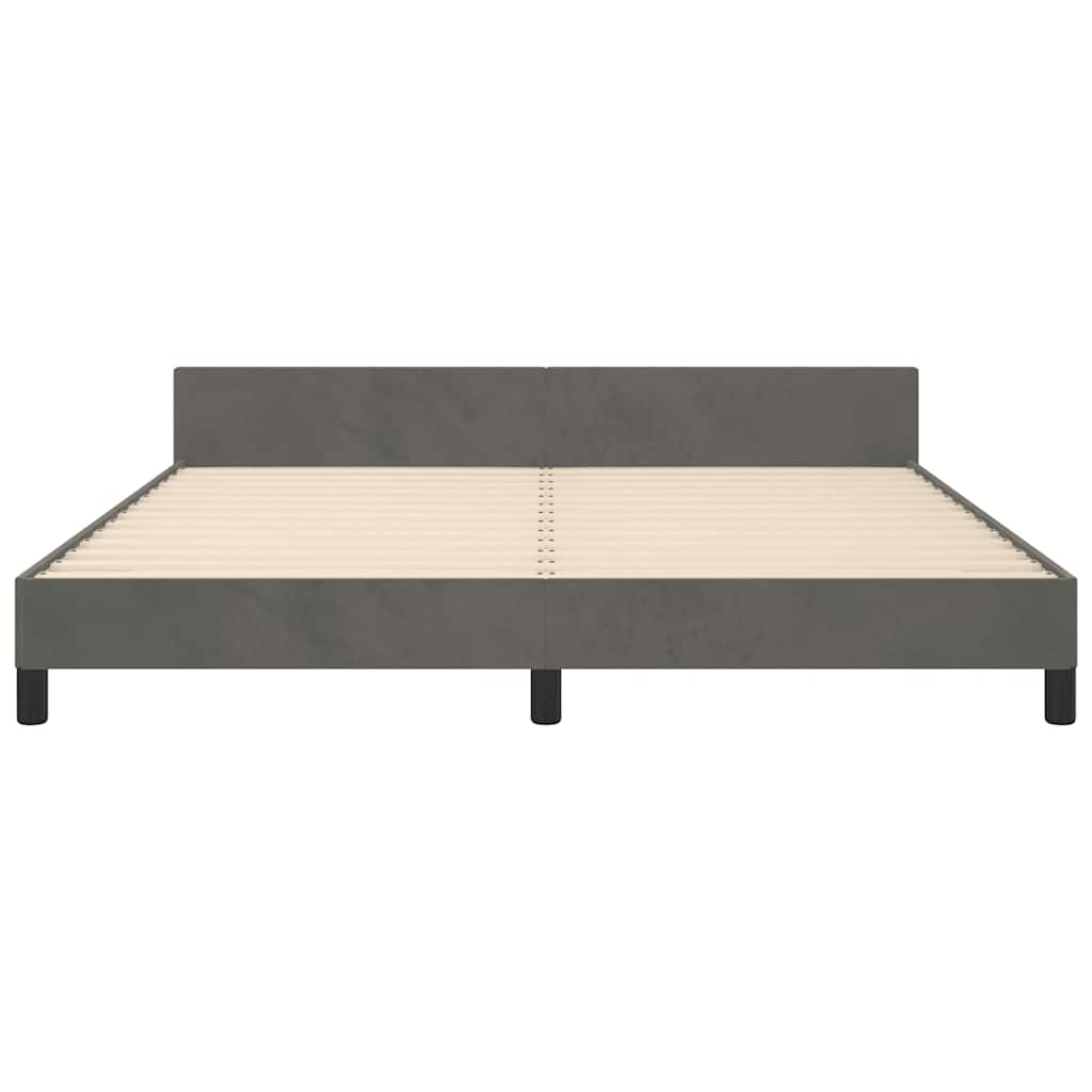 280480 - vidaXL Kornizë Shtrati pa Dyshek, Gri e Errët 160 × 200 cm, Kadife