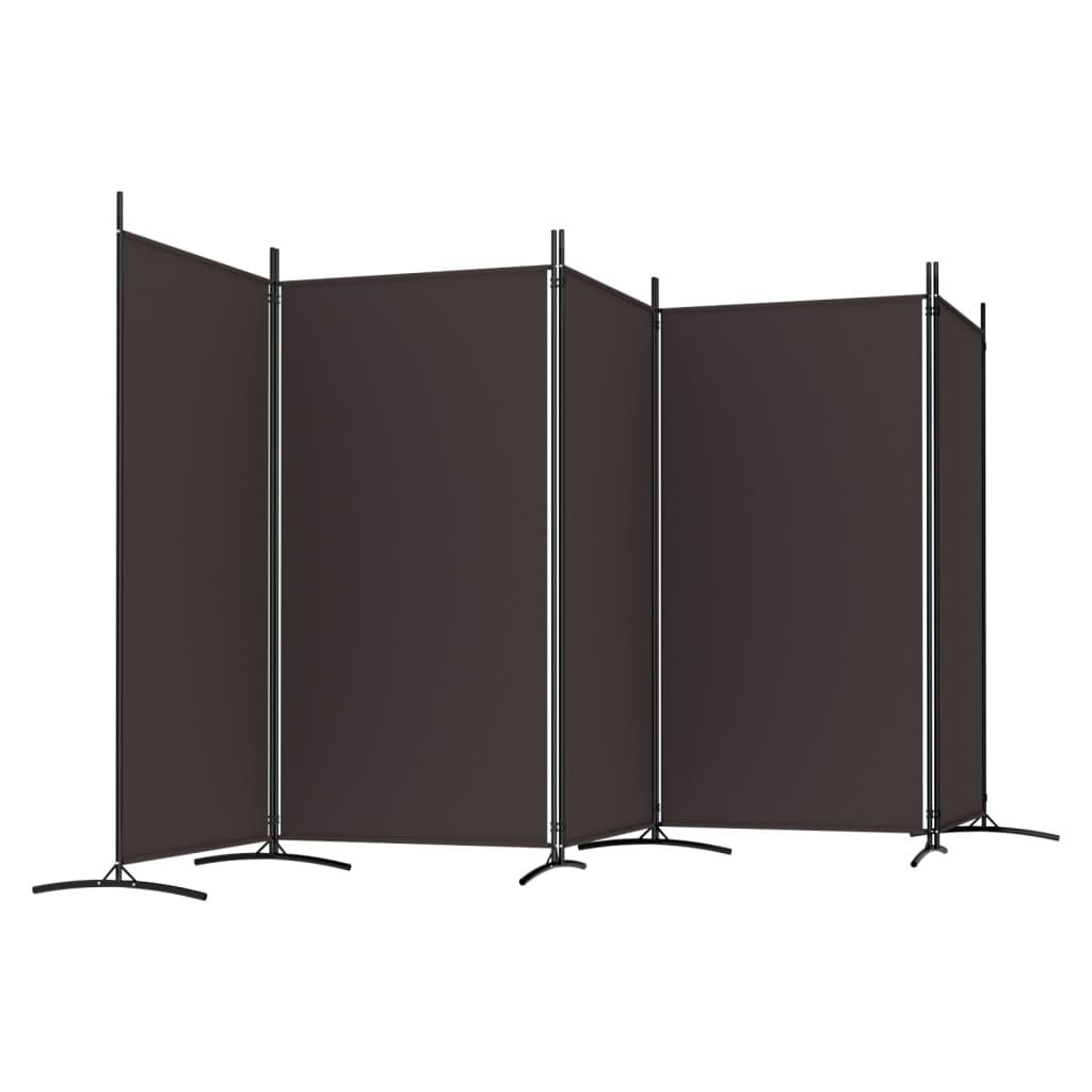 280190 - VIDAXL Ndarës Dhome me 5 Panele, Ngjyrë Kafe 433x180 cm, Pëlhurë