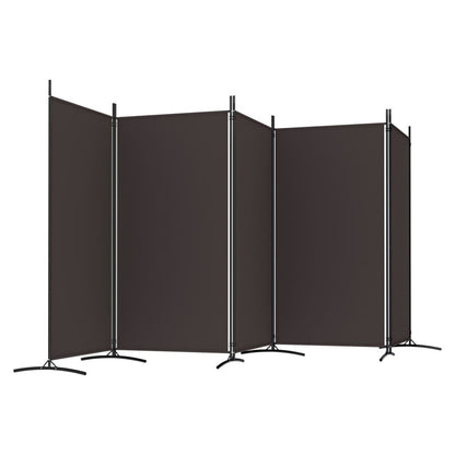 280190 - VIDAXL Ndarës Dhome me 5 Panele, Ngjyrë Kafe 433x180 cm, Pëlhurë