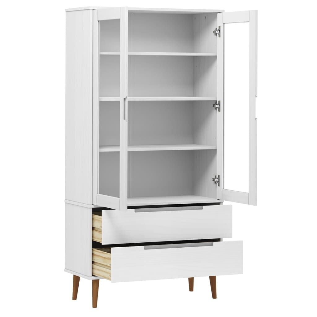 280197 - VIDAXL Dollap Vitrine "MOLDE" i Bardhë 90x35x175 cm Dru Pishe i Fortë